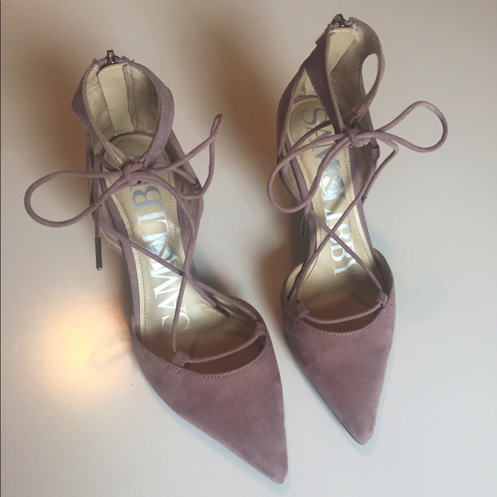 Gray-purple lace up heels from target